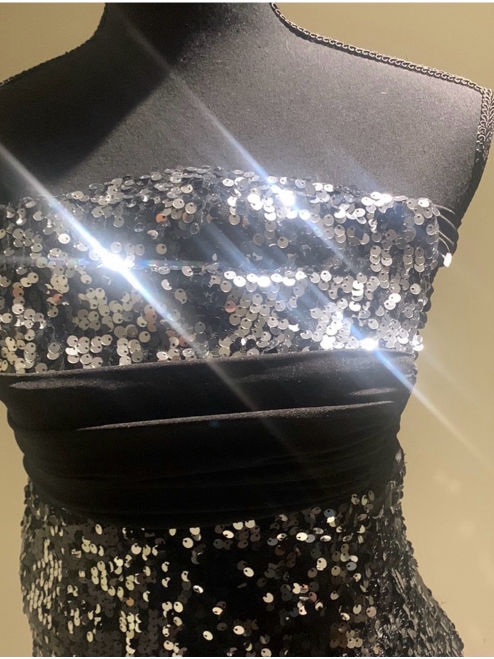 Xtraordinary Black Silver Sequin Strapless Formal Gown/ Prom Gown Dress M - Picture 4 of 8